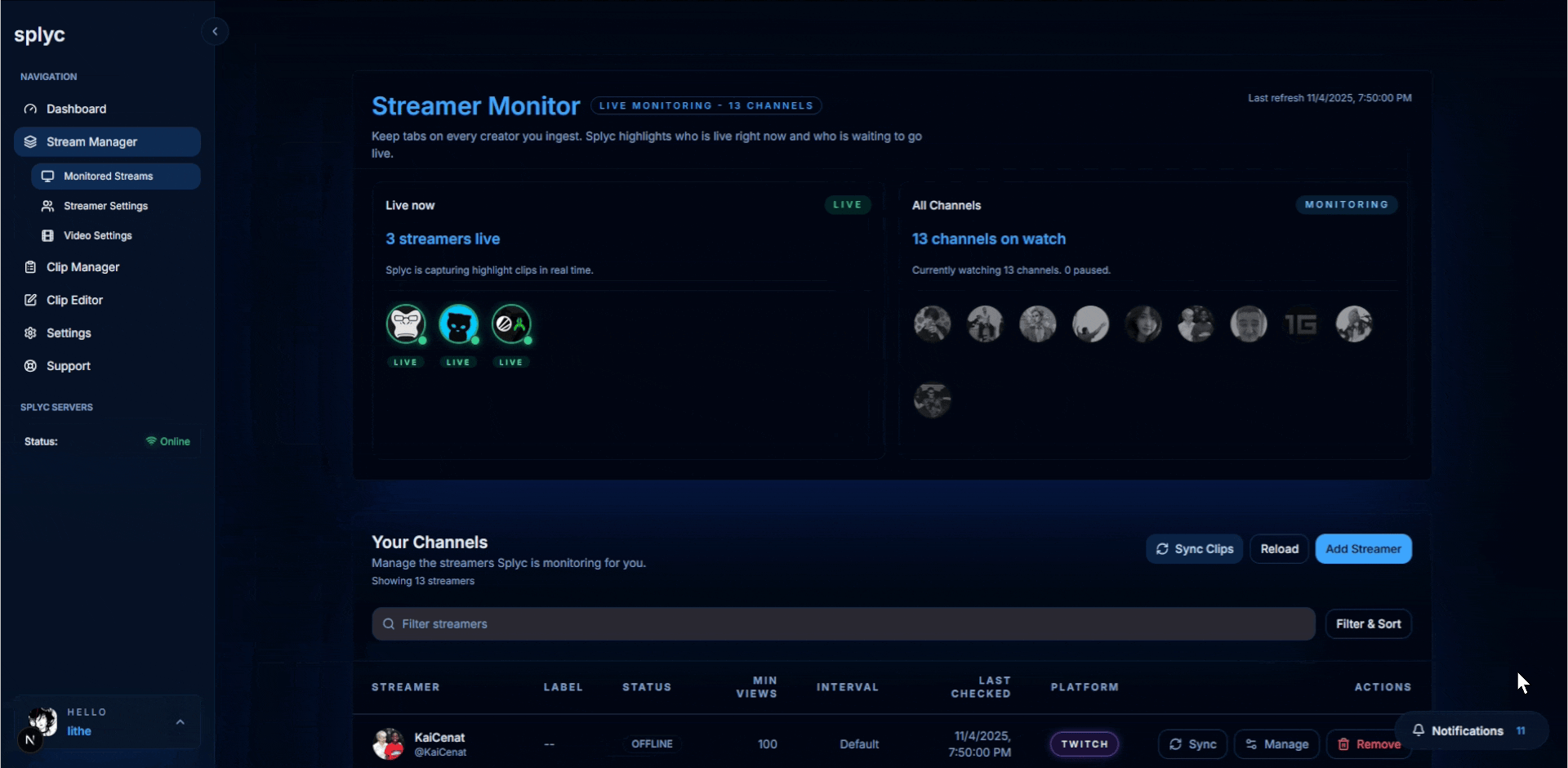 Persistent livestream monitoring.